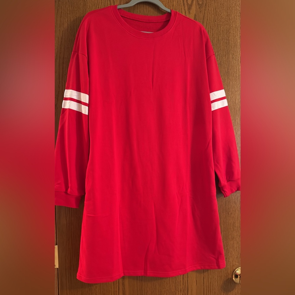 Red Long Sleeve Shirt with White Stripes